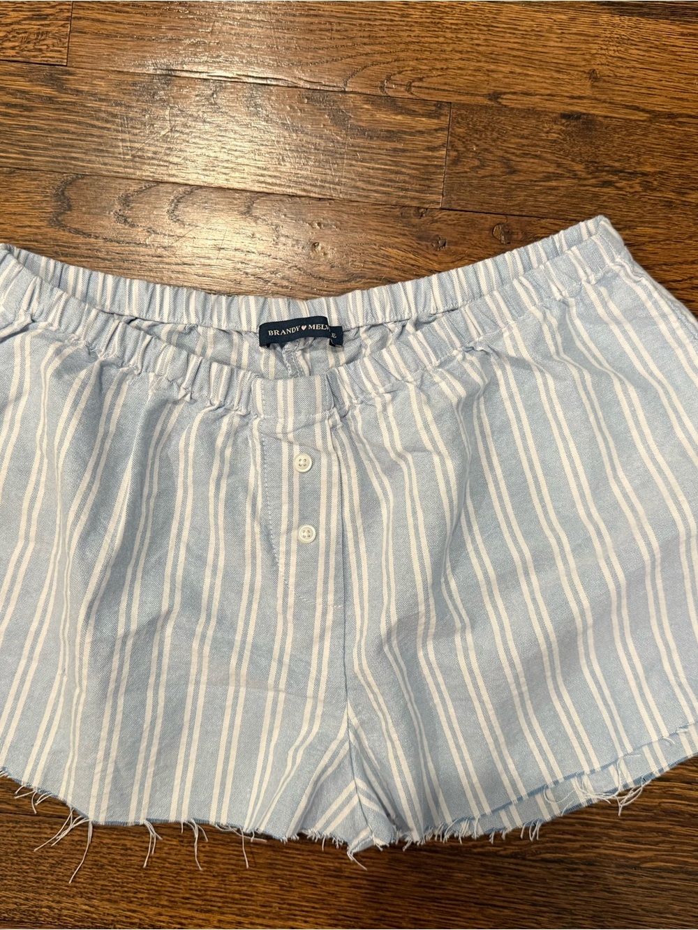 Brandy Melville Blue and White Striped Shorts